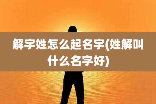 解字姓怎么起名字(姓解叫什么名字好)