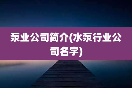 泵业公司简介(水泵行业公司名字)