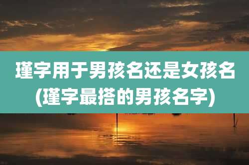 瑾字用于男孩名还是女孩名(瑾字最搭的男孩名字)