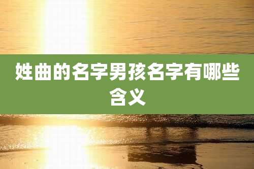 姓曲的名字男孩名字有哪些含义