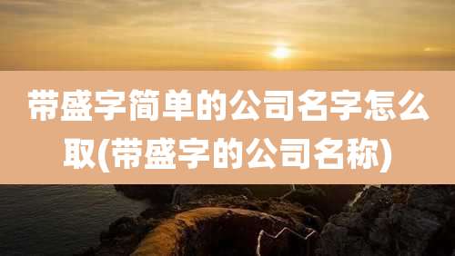 带盛字简单的公司名字怎么取(带盛字的公司名称)