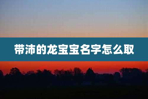 带沛的龙宝宝名字怎么取