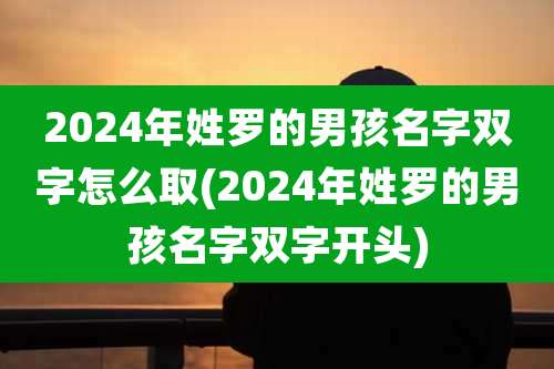 2024年姓罗的男孩名字双字怎么取(2024年姓罗的男孩名字双字开头)