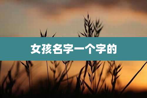 女孩名字一个字的
