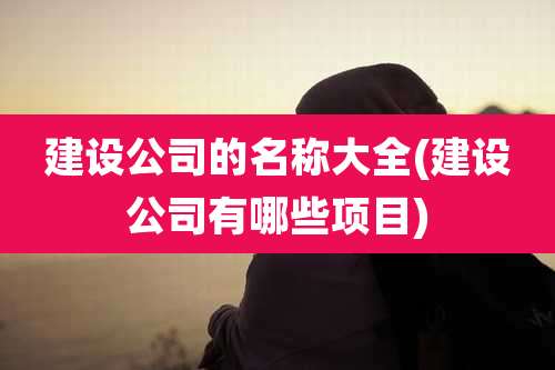建设公司的名称大全(建设公司有哪些项目)