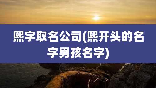 熙字取名公司(熙开头的名字男孩名字)