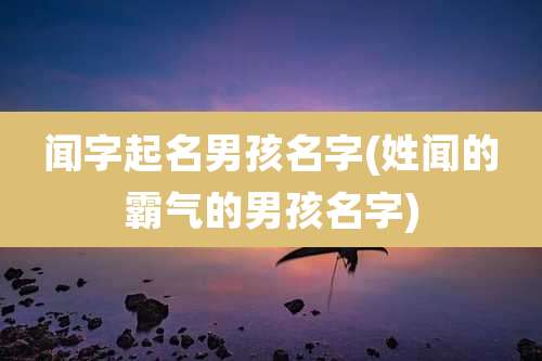 闻字起名男孩名字(姓闻的霸气的男孩名字)