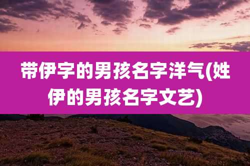 带伊字的男孩名字洋气(姓伊的男孩名字文艺)