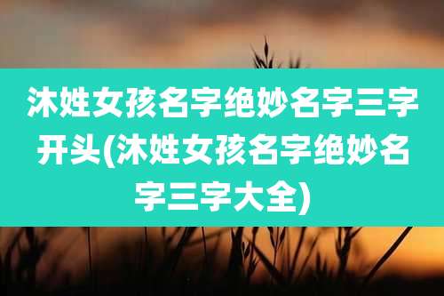沐姓女孩名字绝妙名字三字开头(沐姓女孩名字绝妙名字三字大全)