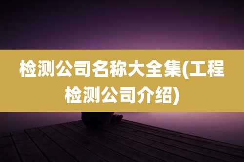 检测公司名称大全集(工程检测公司介绍)