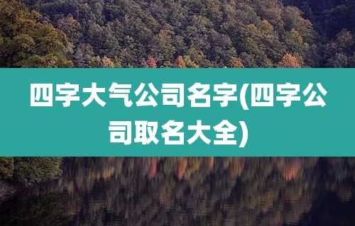 四字大气公司名字(四字公司取名大全)