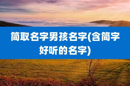 简取名字男孩名字(含简字好听的名字)