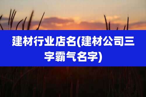 建材行业店名(建材公司三字霸气名字)