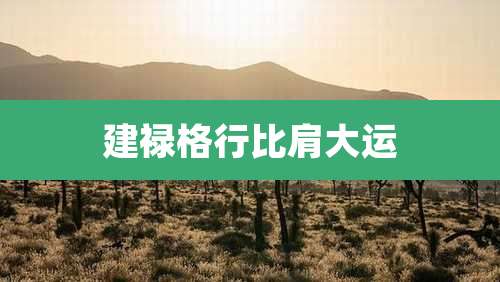 建禄格行比肩大运