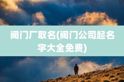 阀门厂取名(阀门公司起名字大全免费)
