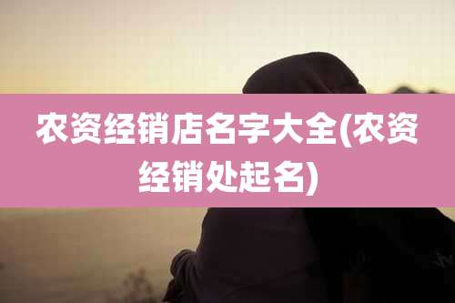 农资经销店名字大全(农资经销处起名)