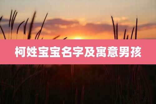 柯姓宝宝名字及寓意男孩