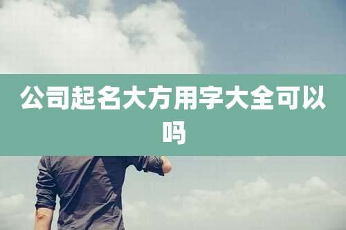 公司起名大方用字大全可以吗