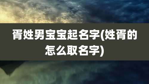 胥姓男宝宝起名字(姓胥的怎么取名字)