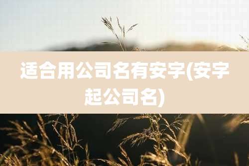 适合用公司名有安字(安字起公司名)