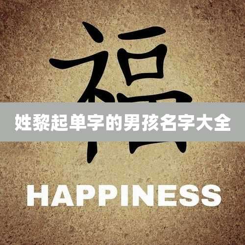 姓黎起单字的男孩名字大全