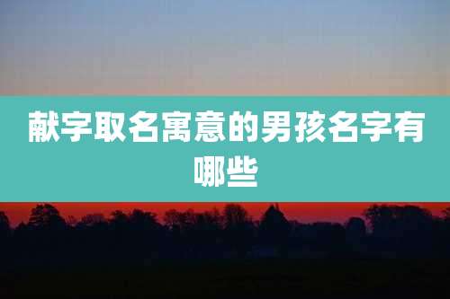 献字取名寓意的男孩名字有哪些