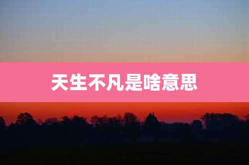 天生不凡是啥意思