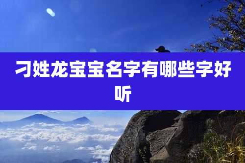 刁姓龙宝宝名字有哪些字好听