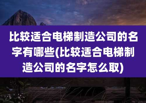 比较适合电梯制造公司的名字有哪些(比较适合电梯制造公司的名字怎么取)
