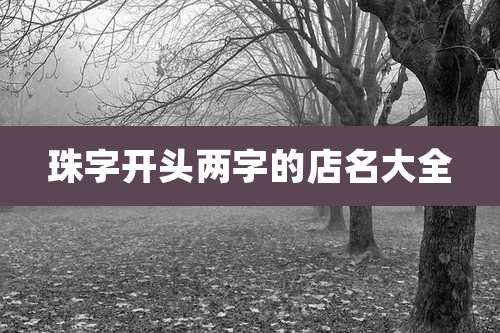 珠字开头两字的店名大全