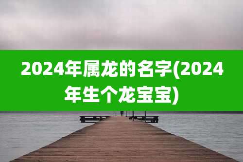 2024年属龙的名字(2024年生个龙宝宝)