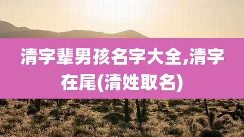 清字辈男孩名字大全,清字在尾(清姓取名)