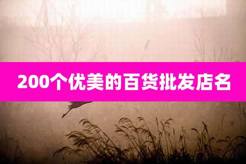200个优美的百货批发店名