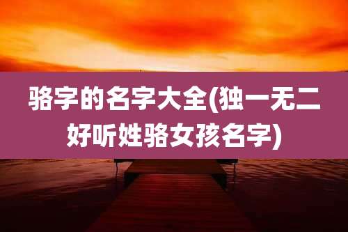 骆字的名字大全(独一无二好听姓骆女孩名字)