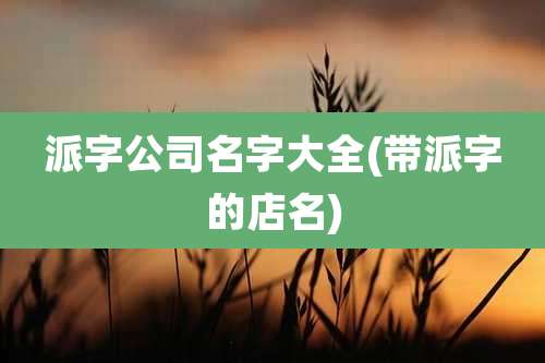 派字公司名字大全(带派字的店名)