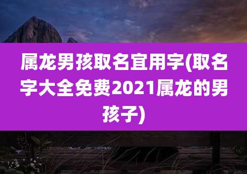属龙男孩取名宜用字(取名字大全免费2021属龙的男孩子)