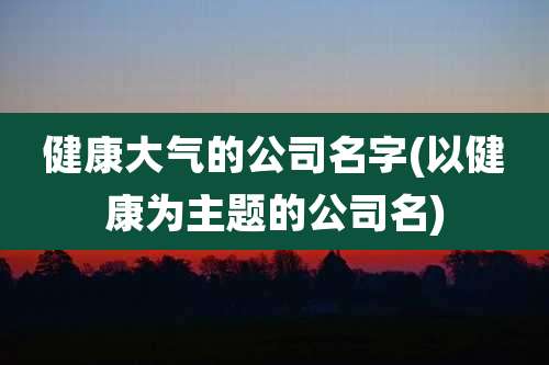 健康大气的公司名字(以健康为主题的公司名)