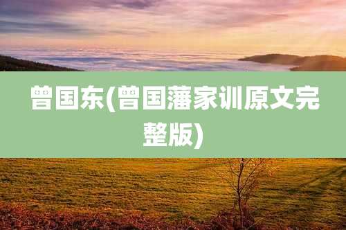 曾国东(曾国藩家训原文完整版)