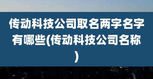 传动科技公司取名两字名字有哪些(传动科技公司名称)