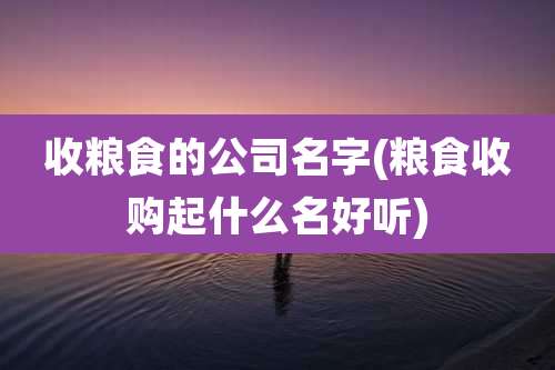 收粮食的公司名字(粮食收购起什么名好听)