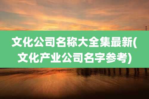 文化公司名称大全集最新(文化产业公司名字参考)