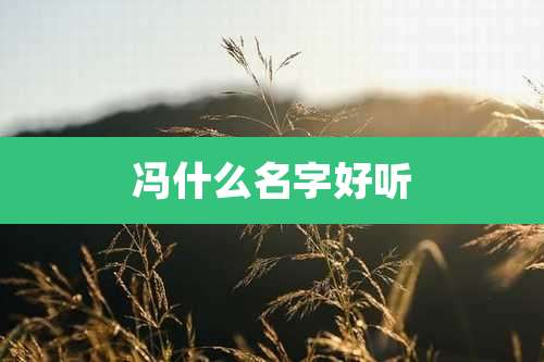冯什么名字好听