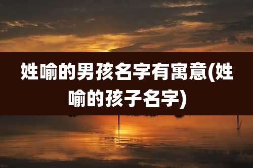 姓喻的男孩名字有寓意(姓喻的孩子名字)