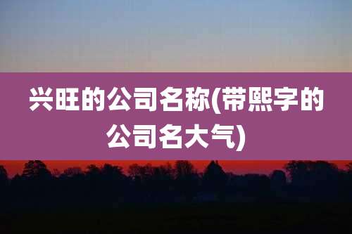 兴旺的公司名称(带熙字的公司名大气)