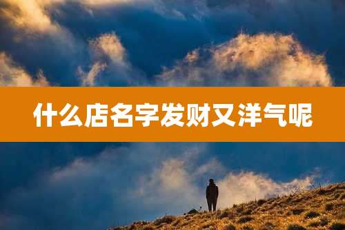 什么店名字发财又洋气呢