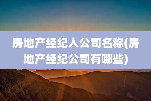 房地产经纪人公司名称(房地产经纪公司有哪些)