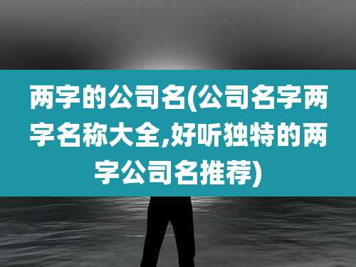 两字的公司名(公司名字两字名称大全,好听独特的两字公司名推荐)
