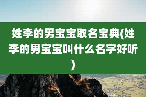 姓李的男宝宝取名宝典(姓李的男宝宝叫什么名字好听)