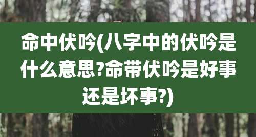 命中伏吟(八字中的伏吟是什么意思?命带伏吟是好事还是坏事?)