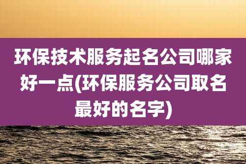 环保技术服务起名公司哪家好一点(环保服务公司取名最好的名字)